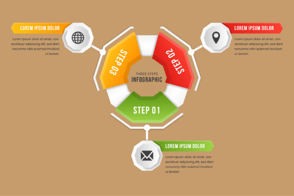 Download Infographic Polygonal Three Step - Step Collection