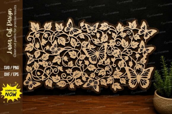 Download Butterfly Floral Panel Laser Cut Svg - Floral Collection