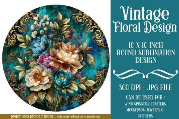 Download Elegant Vintage Floral 10inch Round D34 - Floral Collection