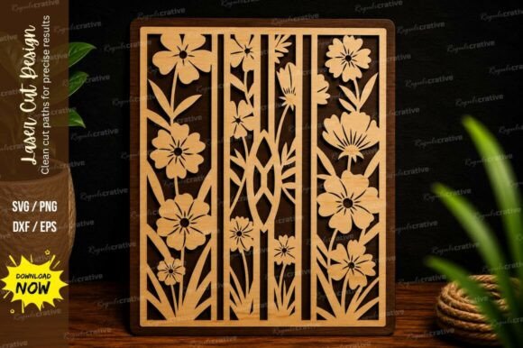 Download Floral Window Panel Laser Cut SVG Design - Floral Collection