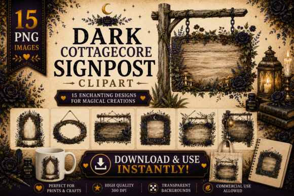 Download Dark Cottagecore Signpost Clipart - Dark Collection