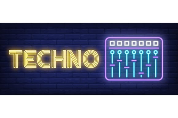Download Techno Neon Text with Equalizer. Music, - Techno Collection