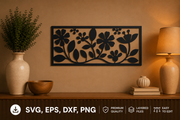 Download Laser Cut Floral Wall Panel SVG File - Floral Collection
