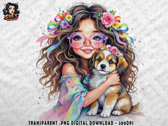 Download Boho Girl &amp; Puppy | Floral Vibes - Floral Collection