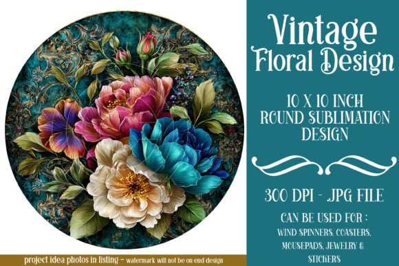 Download Blue Pink Vintage Floral Round D21 - Floral Collection