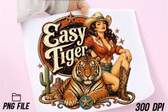 Download Easy Tiger Cowgirl PNG Sublimation - Easy Collection
